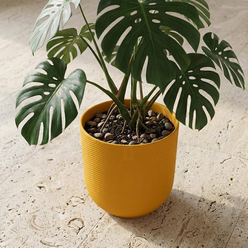 Pot de fleurs elho Jazz rond jaune - D.23cm x H.21cm - Image 5