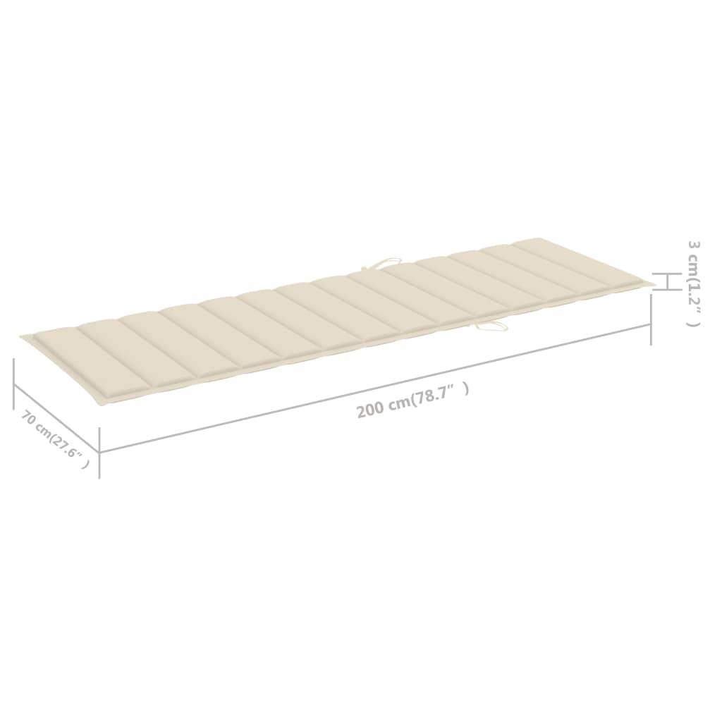 Helloshop26 - Transat chaise longue bain de soleil lit de jardin terrasse meuble d'extérieur avec coussin crème bois de pin imprégné - Imagen 7