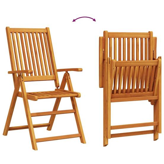 Table et chaises de jardin pliantes Bois d'acacia massif pour 6 convives sur patio ou balcon Marron – ComfortXL Outdoor Living - Image 4