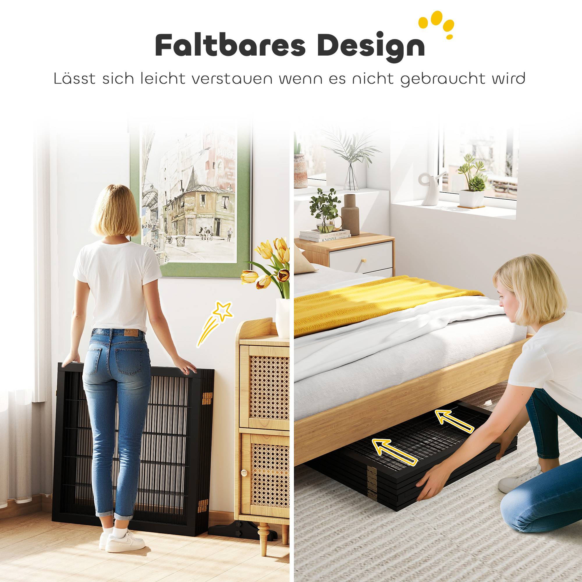 Barrière pour chien pliable 432 x 36 x 70 cm, pin, noir - Image 7