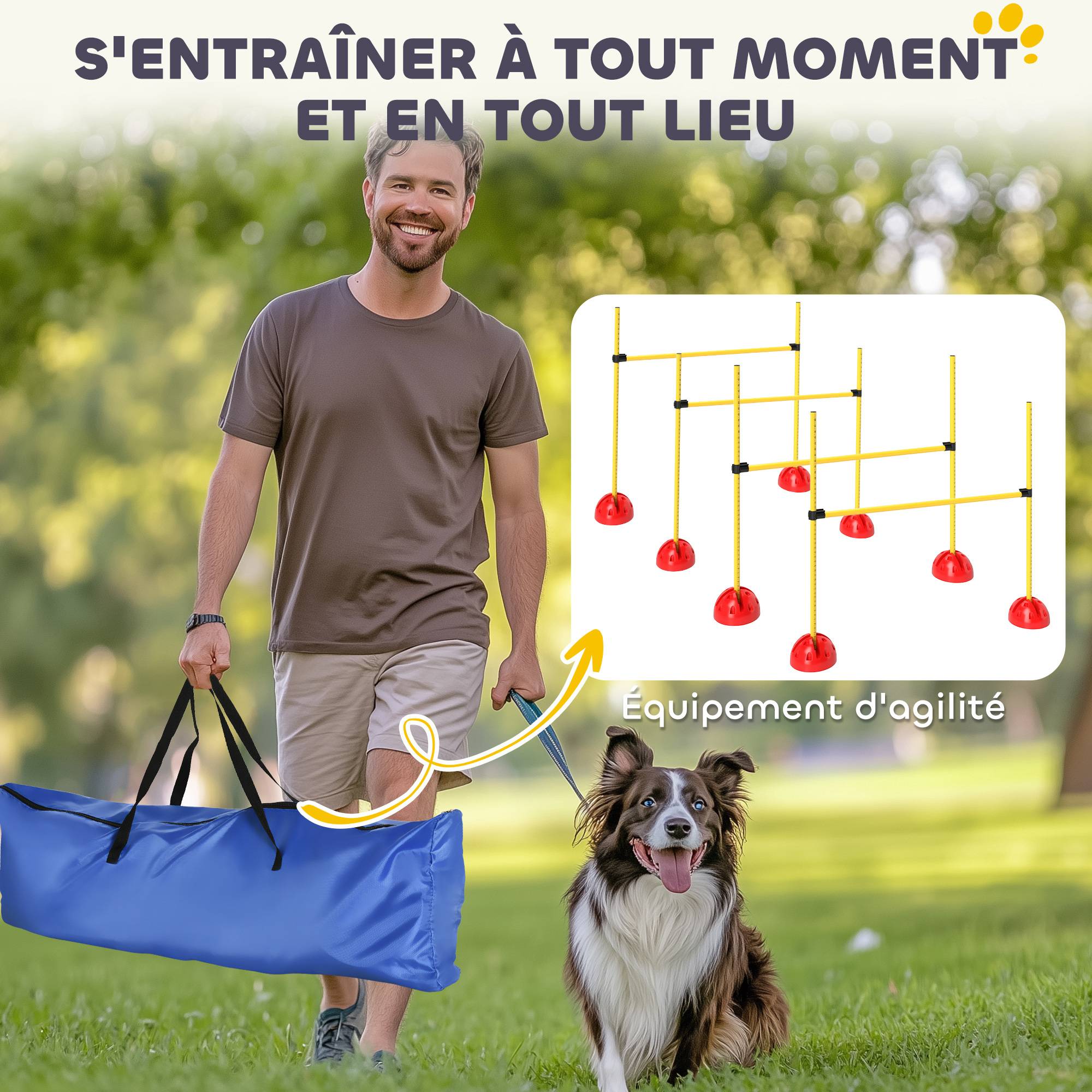 Kit d'agilité pour chien ABS jaune et orange 124 x 19.5 x 103 cm - PANGIVO - Image 8