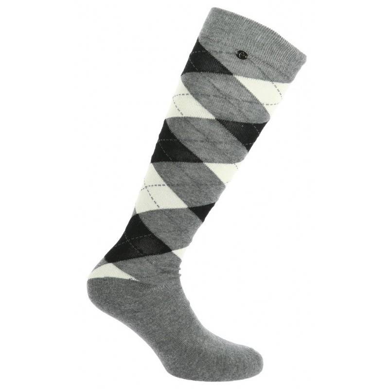 Chaussettes Equithème Argyle - Taille 42/45 - Gris Ecru