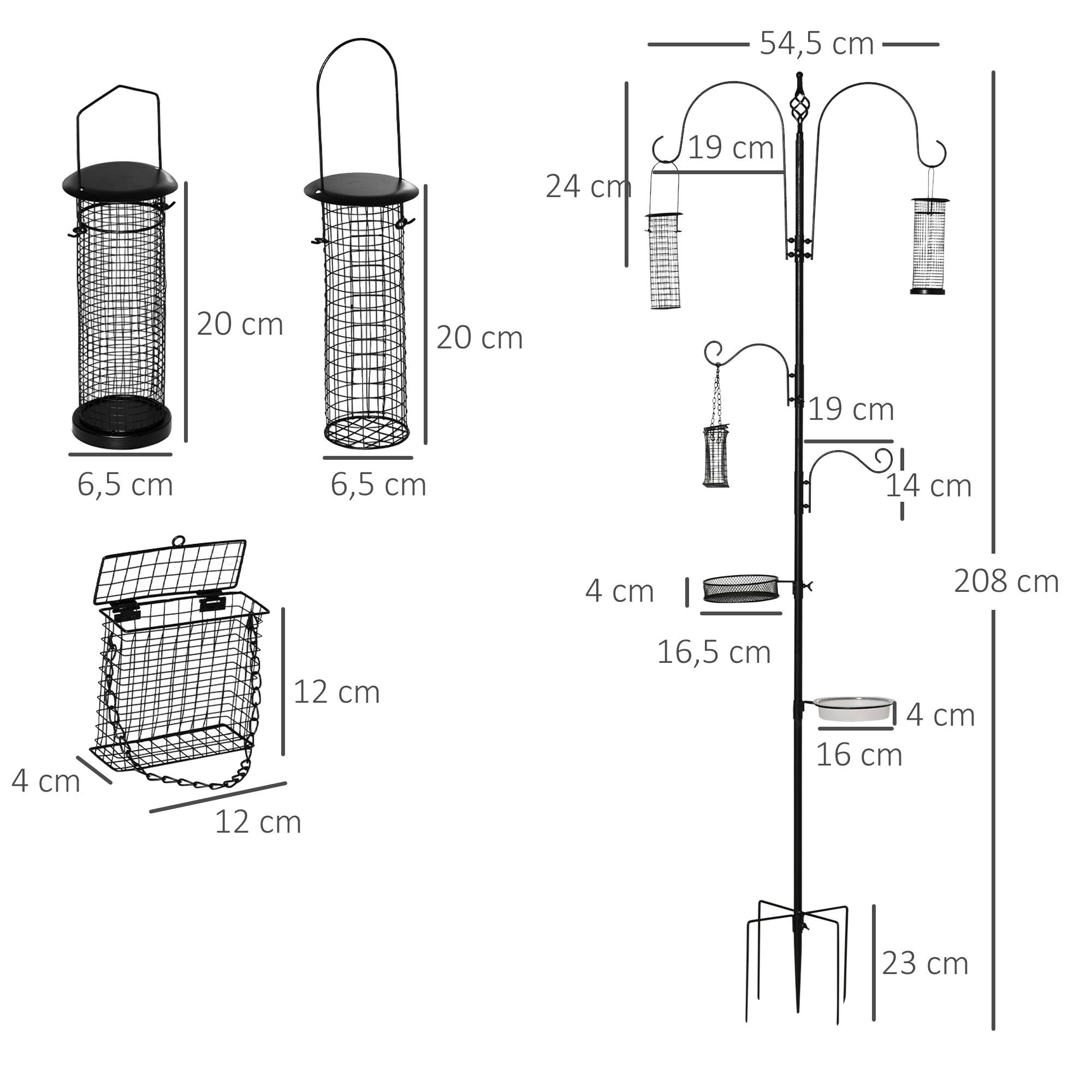 Station d'alimentation pour oiseauxs acier noir 54.5 x 54.5 x 208 cm - PANGIVO - Image 5