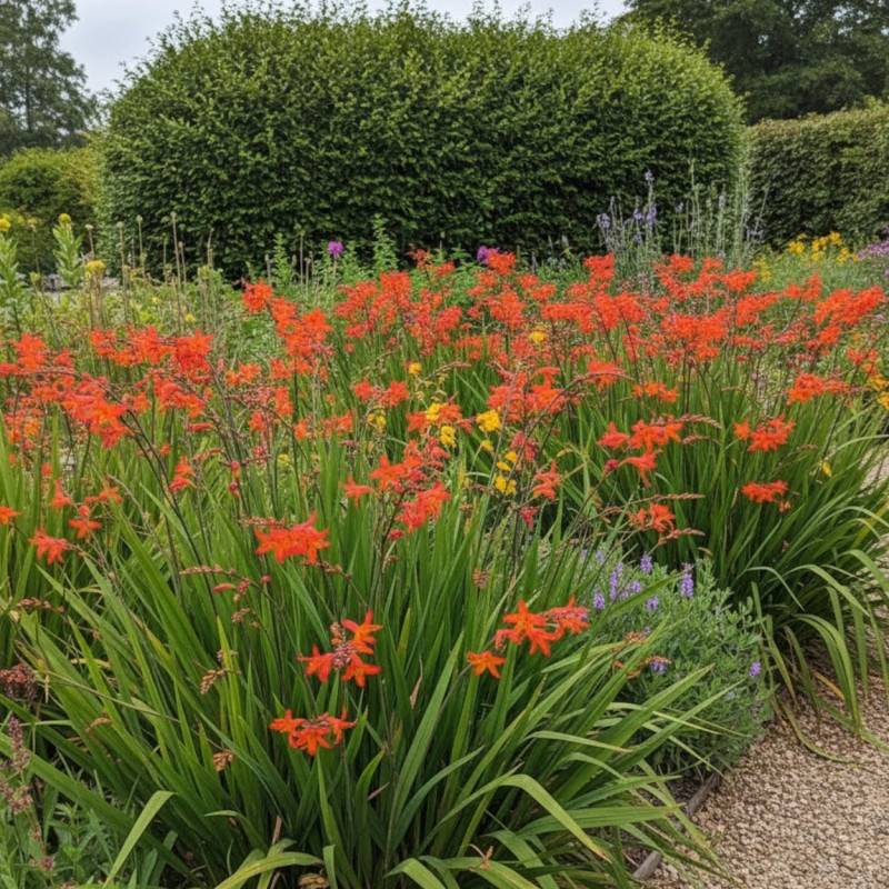 Crocosmia Clyvia, Montbretia à fleurs Orange/ - feuillage Caduc - Godet - 5/20 cm - Imagen 1