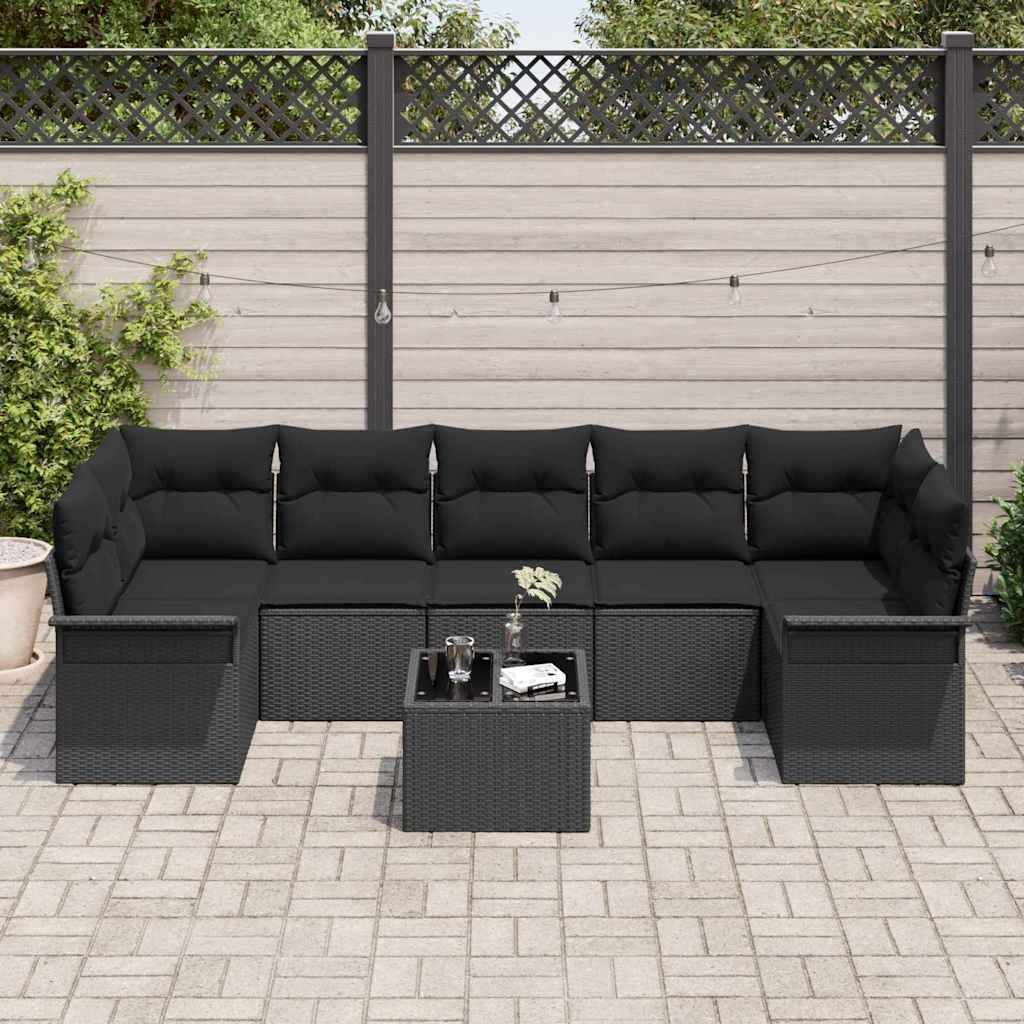 Canapé Extérieur Durable 8 pcs Résine Tressée Cadre Acier Table Basse Verre Noir – ComfortXL Outdoor Living - Image 3