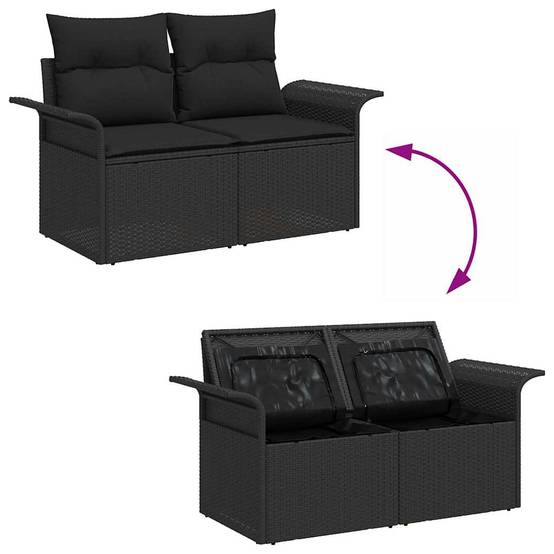 Canapé Extérieur Durable 8 pcs Résine Tressée Cadre Acier Table Basse Verre Noir – ComfortXL Outdoor Living - Image 5