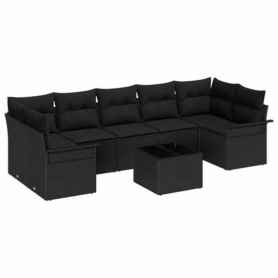 Canapé Extérieur Durable 8 pcs Résine Tressée Cadre Acier Table Basse Verre Noir – ComfortXL Outdoor Living - Image 2