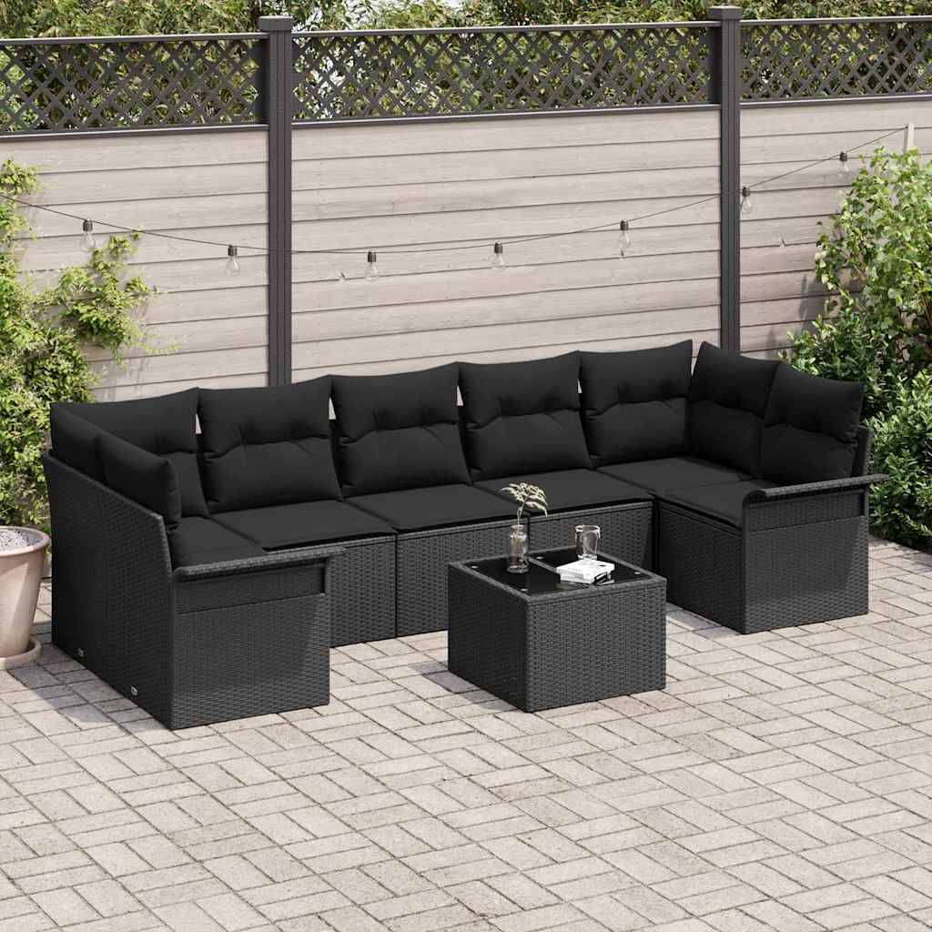Canapé Extérieur Durable 8 pcs Résine Tressée Cadre Acier Table Basse Verre Noir – ComfortXL Outdoor Living