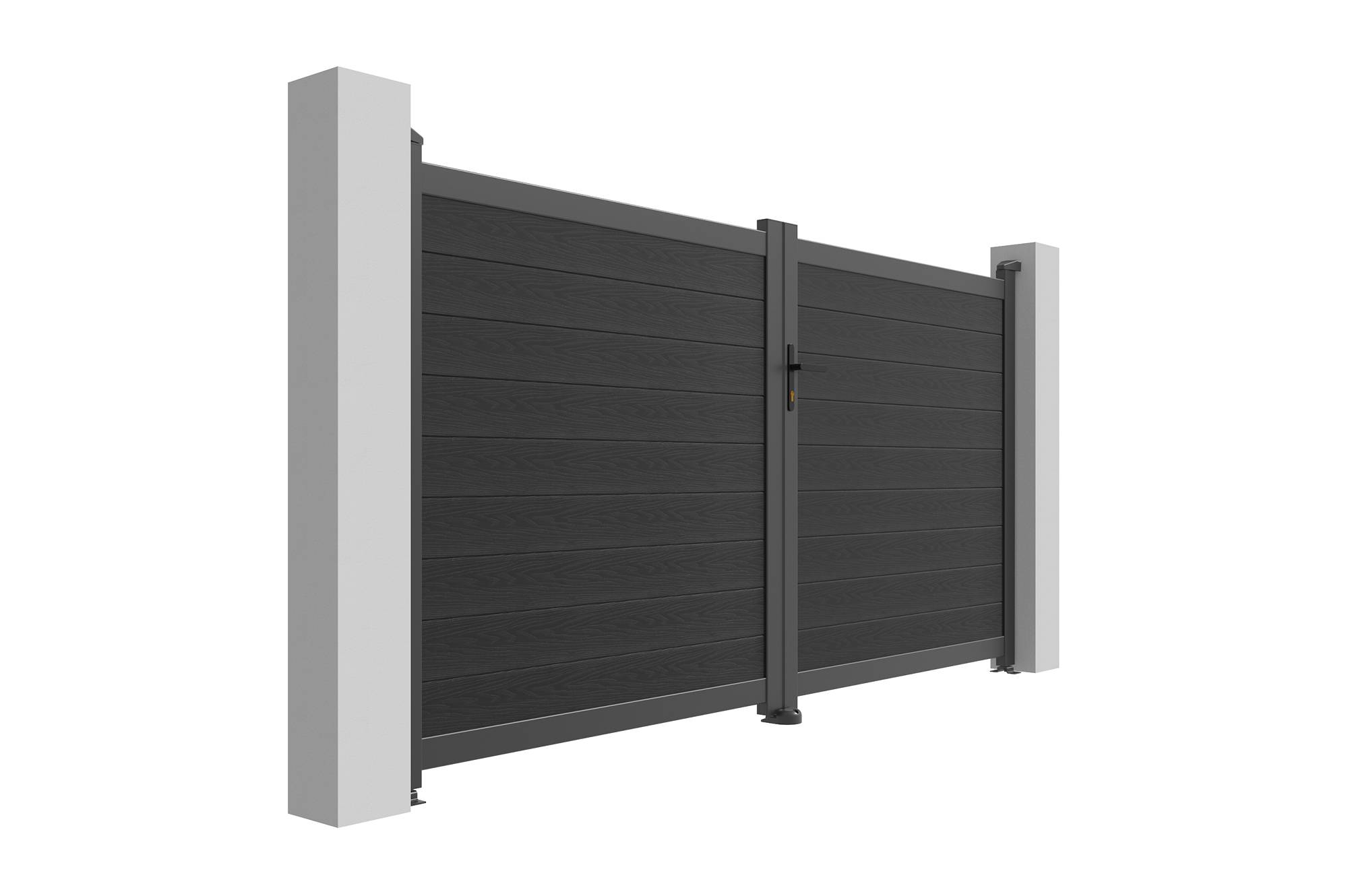 Casanoov Portail bois composite battant 3m ATHOS H.160cm gris anthracite avec cadre aluminium + motorisation RANGER B150 - Image 6