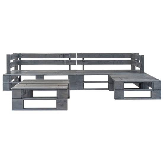 4 pcs Salon de jardin palette - Mobilier d'extérieur Bois Gris-JU8038 - Image 1