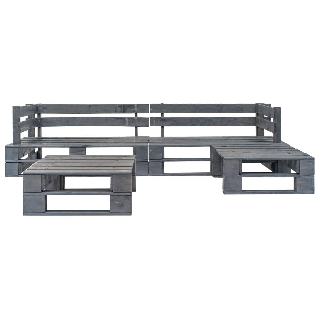 4 pcs Salon de jardin palette - Mobilier d'extérieur Bois Gris-JU8038 - Image 1