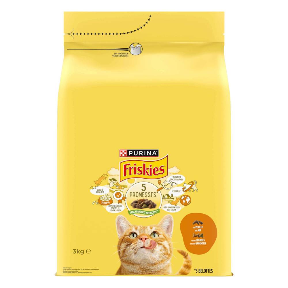 Purina One - Purina - Croquettes chat au Poulet et aux Légumes 3KG friskies