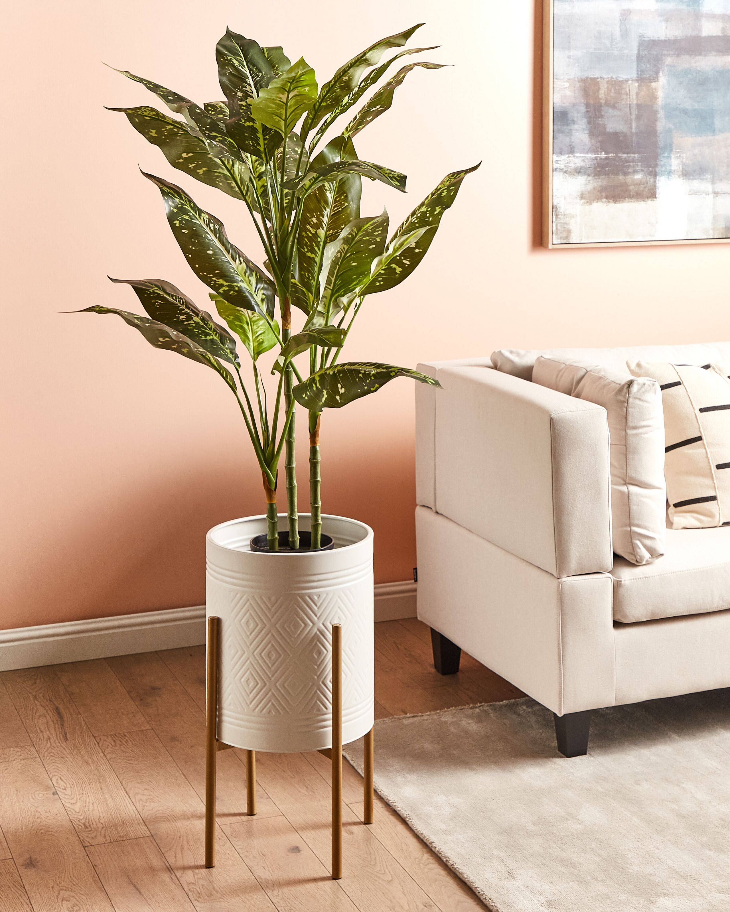Beliani - Pot de Fleurs Blanc en Métal 31 x 31 x 58 cm sur Pieds Intérieur Extérieur Style Moderne - Imagen 2