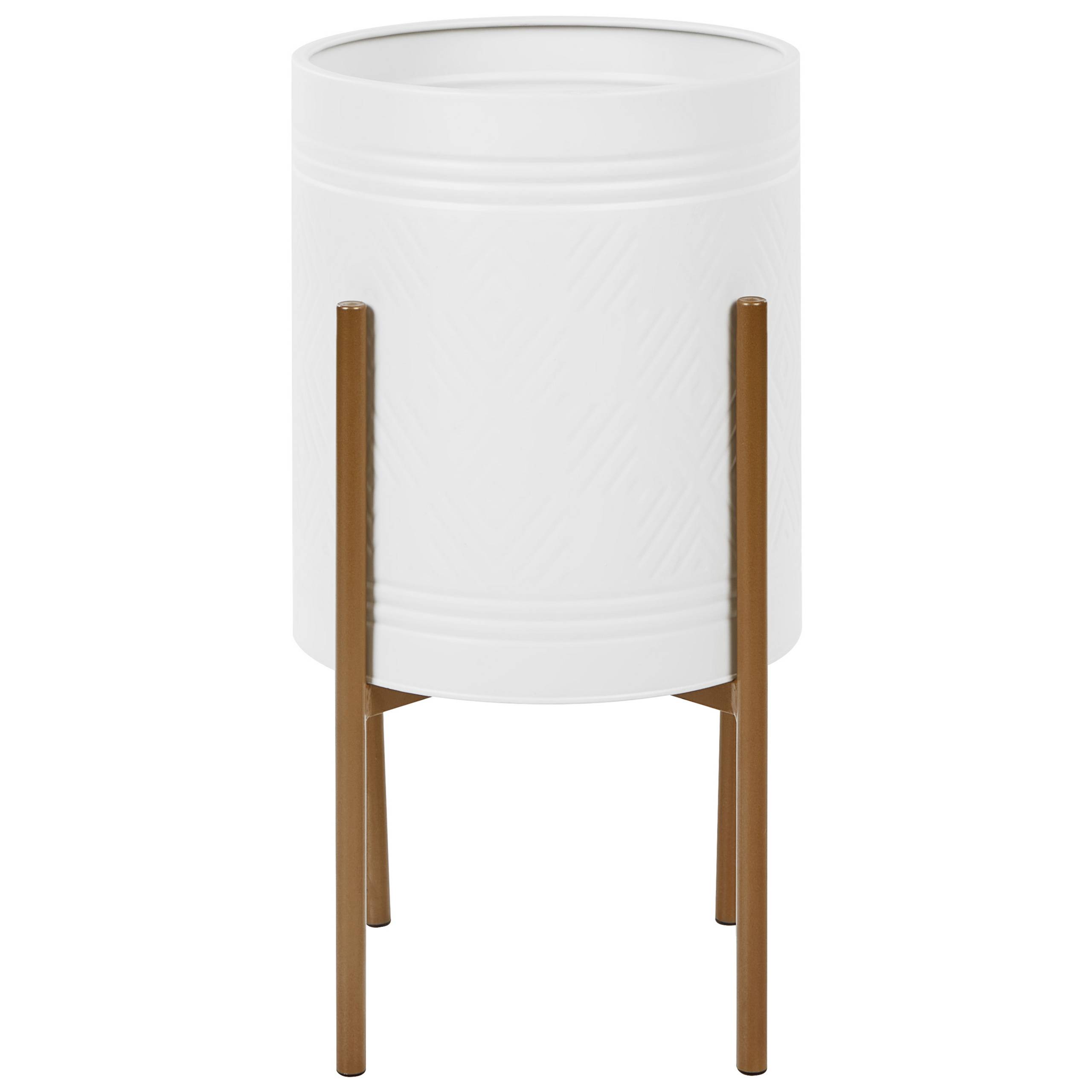 Beliani - Pot de Fleurs Blanc en Métal 31 x 31 x 58 cm sur Pieds Intérieur Extérieur Style Moderne - Imagen 1