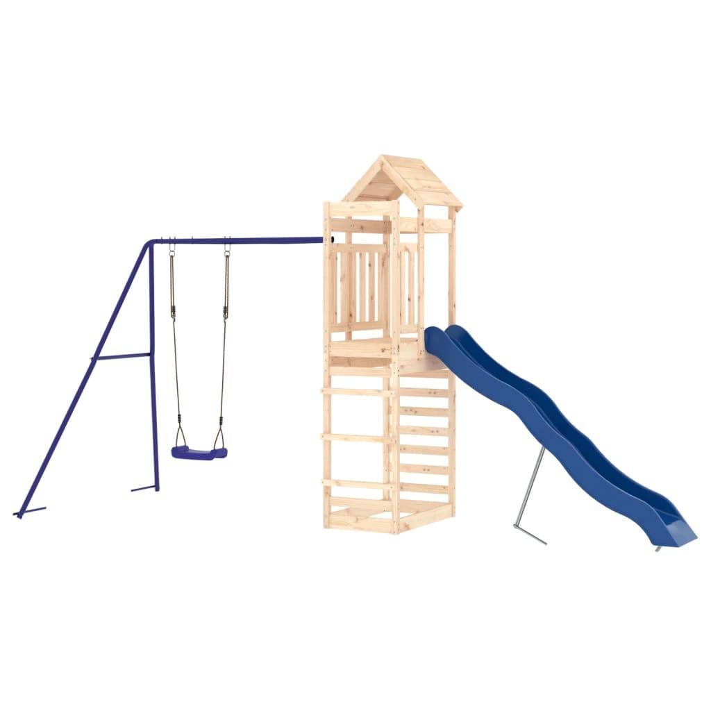 Helloshop26 - Aire de jeux d'extérieur balançoires toboggan portiques robuste jeux jardin 185 x 185 x 186 cm bois de pin massif - Imagen 3
