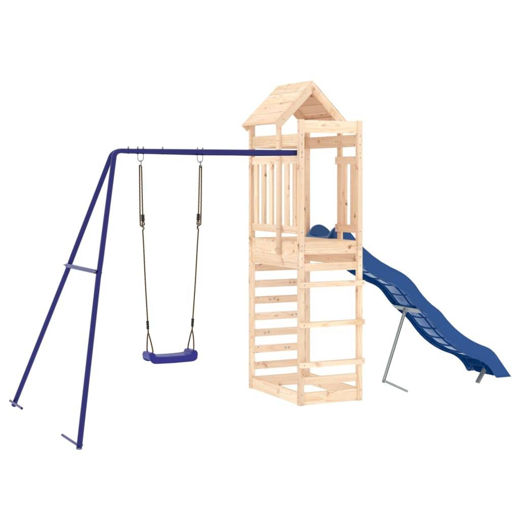 Helloshop26 - Aire de jeux d'extérieur balançoires toboggan portiques robuste jeux jardin 185 x 185 x 186 cm bois de pin massif - Imagen 1