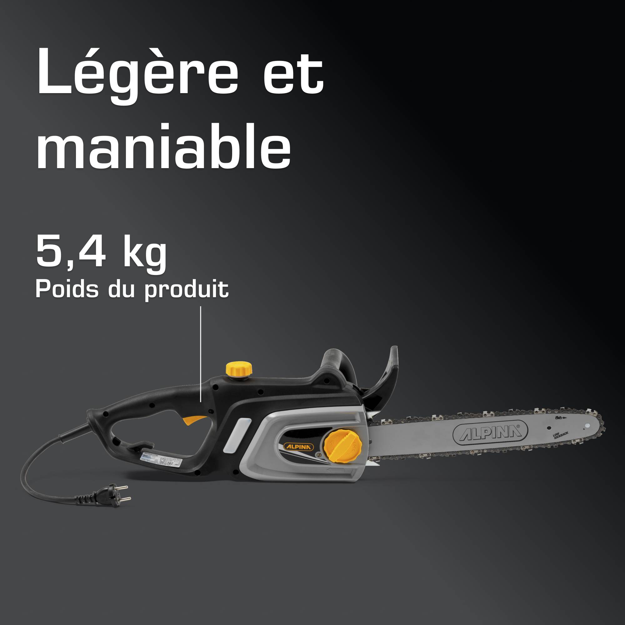 Alpina - Tronçonneuse électrique filaire ACS 181 E, Moteur 1800 W, Guide 35 cm avec huilage automatique et frein de chaîne manuel - Alpina - Image 3