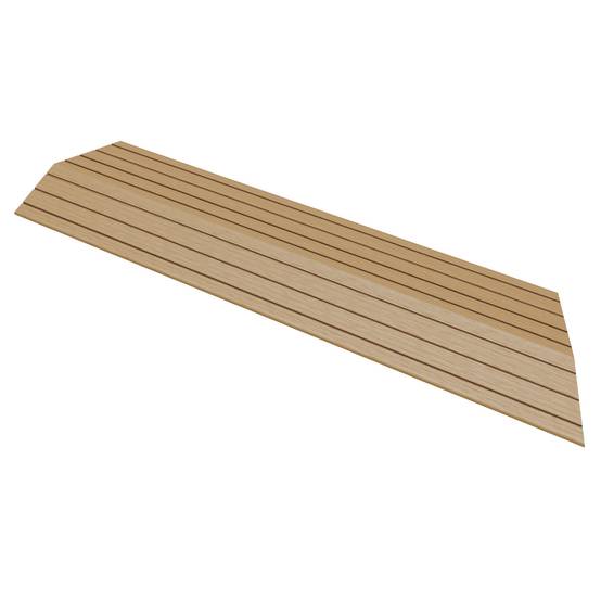 Bordure de finition coin droit 38x2x7,5cm teck Plinthe d'angle striée aspect de bois avec drainage et structure de support système d'encliquetage - Image 1