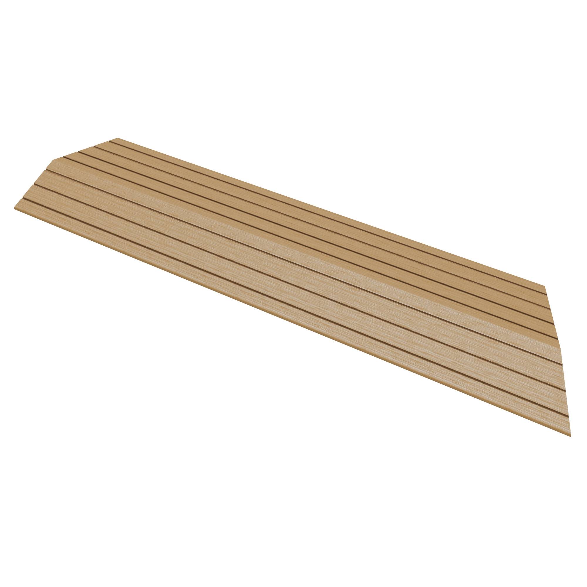 Bordure de finition coin droit 38x2x7,5cm teck Plinthe d'angle striée aspect de bois avec drainage et structure de support système d'encliquetage - Image 1