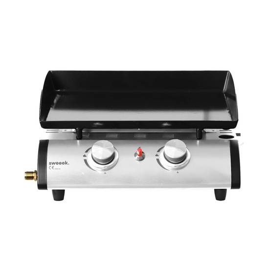 sweeek - Plancha au gaz 2 brûleurs sur chariot - Porthos - 5kW. plancha à gaz avec desserte . cuisine extérieure. plaque émaillée. inox. barbecue | sweeek - Image 7