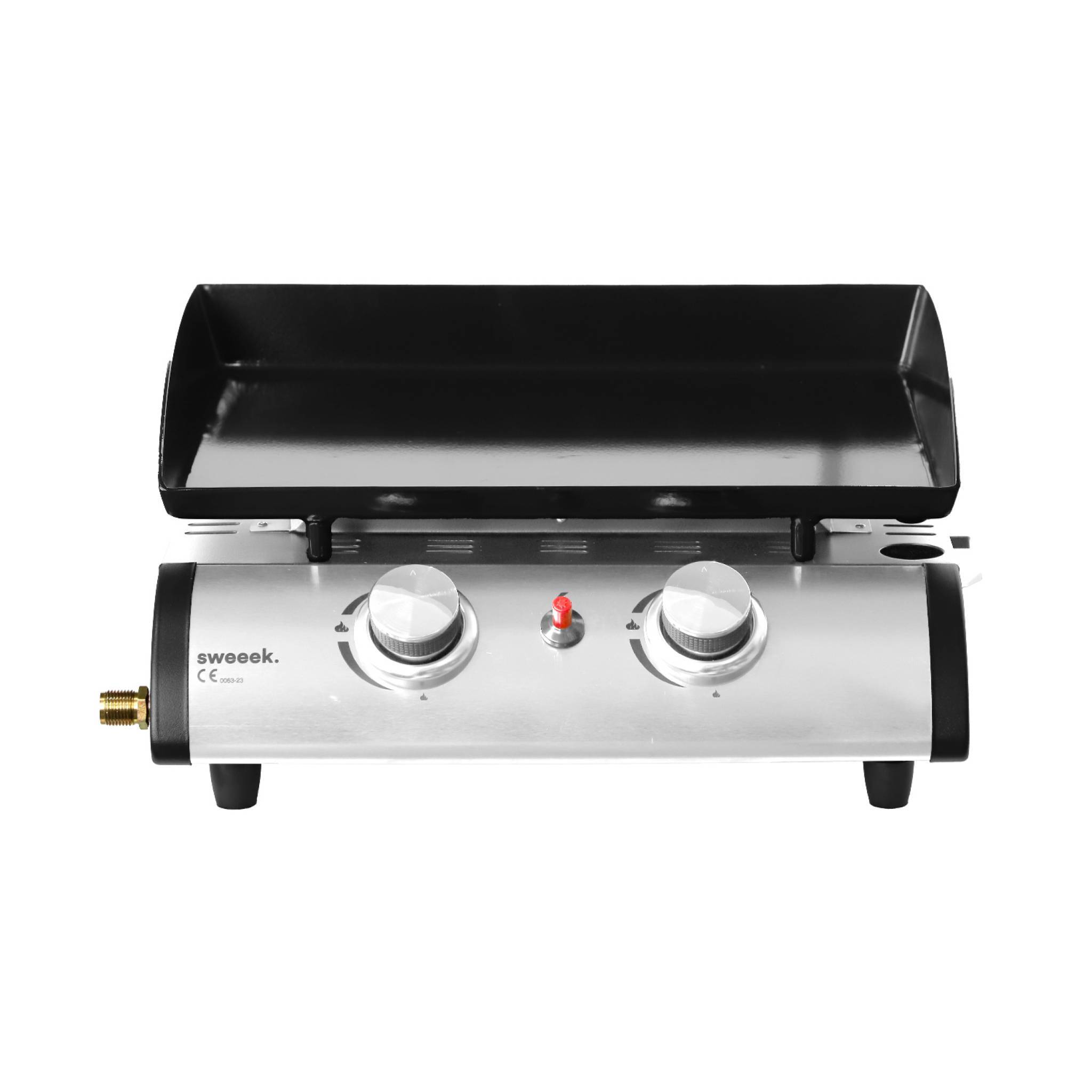 sweeek - Plancha au gaz 2 brûleurs sur chariot - Porthos - 5kW. plancha à gaz avec desserte . cuisine extérieure. plaque émaillée. inox. barbecue | sweeek - Image 7