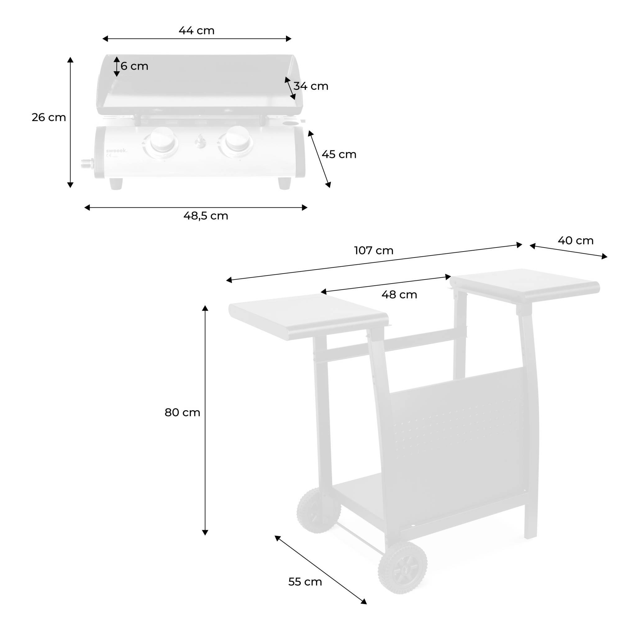 sweeek - Plancha au gaz 2 brûleurs sur chariot - Porthos - 5kW. plancha à gaz avec desserte . cuisine extérieure. plaque émaillée. inox. barbecue | sweeek - Image 5
