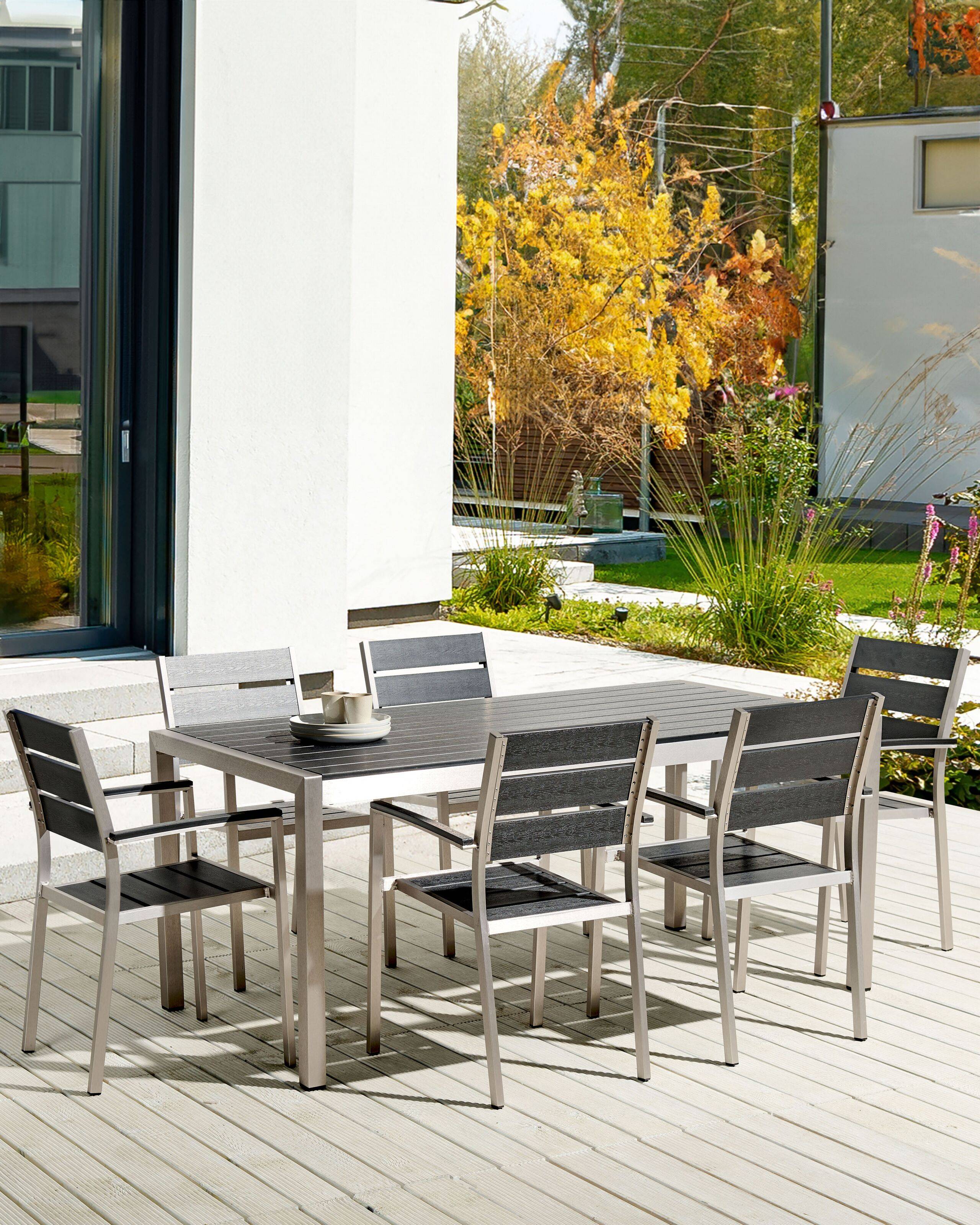 Beliani - Chaise de jardin Bois synthétique Noir/argenté VERNIO - Beliani - Imagen 1