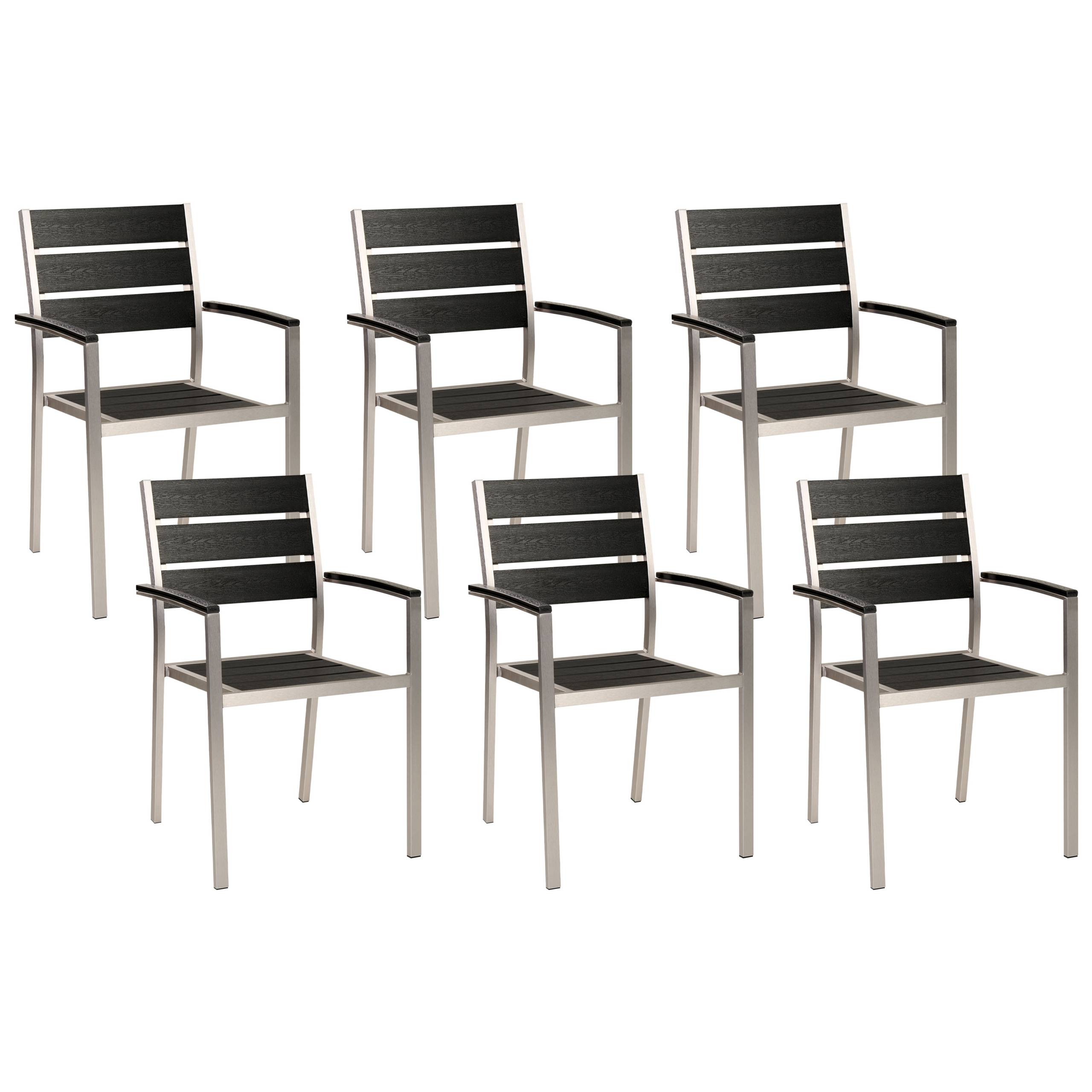 Beliani - Chaise de jardin Bois synthétique Noir/argenté VERNIO - Beliani - Imagen 2