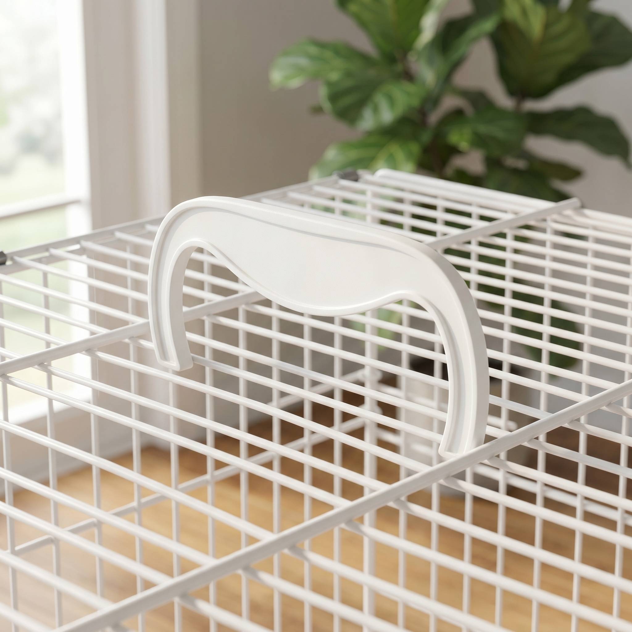 ComfortXL - Cage de transport pliable acier blanc pour petits oiseaux avec perchoir bois et gamelles inox voyage - Image 9