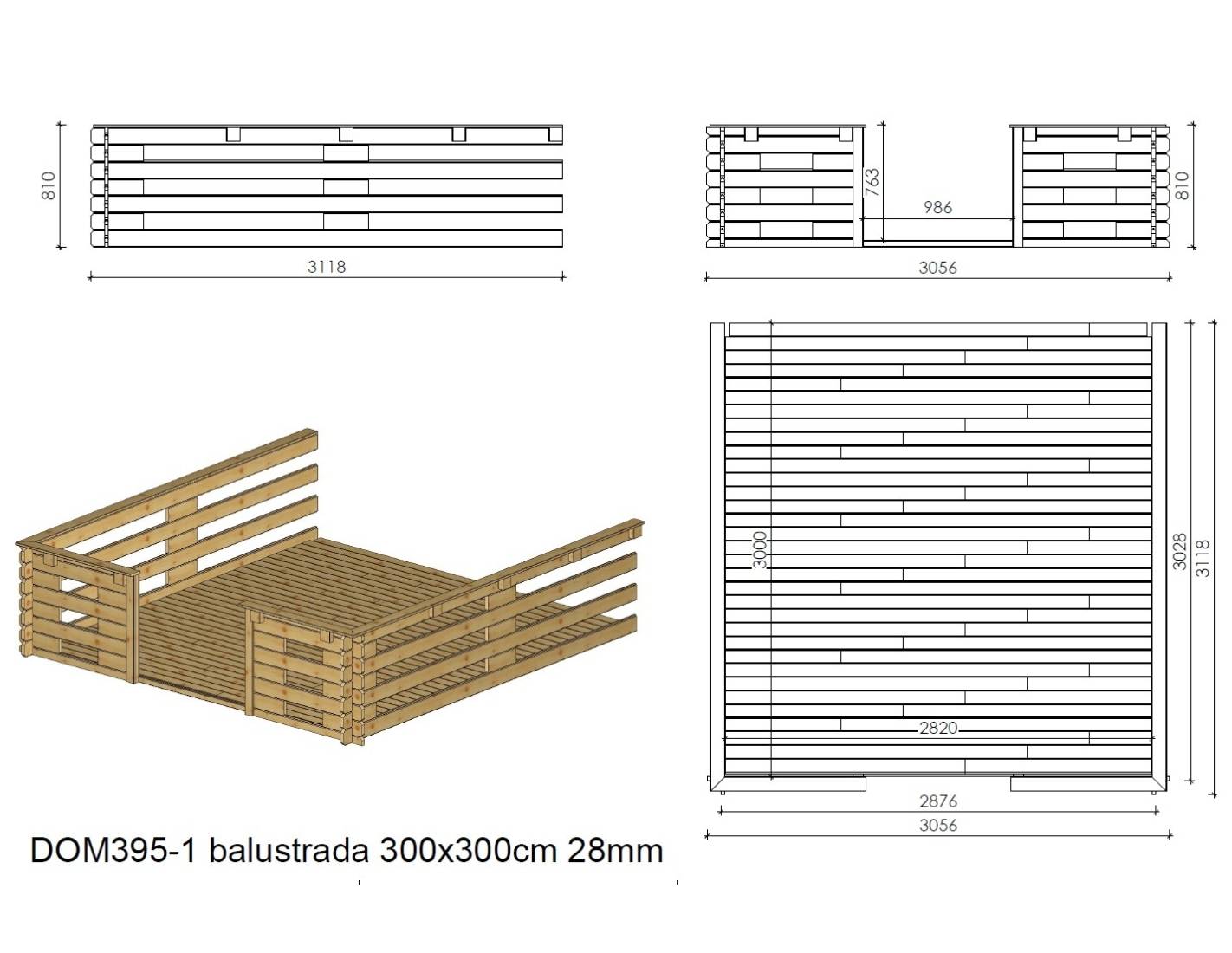 Altanka - Abri de jardin en bois - 3x2 m + terrasse avec balustrade et avant-toit en bois - 15 m2 - DOM420+DOM394+DOM395+POD04 - ALTANKA - Imagen 5