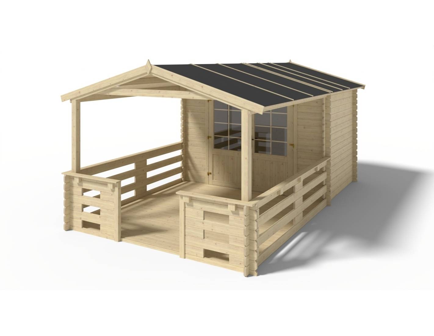 Altanka - Abri de jardin en bois - 3x2 m + terrasse avec balustrade et avant-toit en bois - 15 m2 - DOM420+DOM394+DOM395+POD04 - ALTANKA - Imagen 1