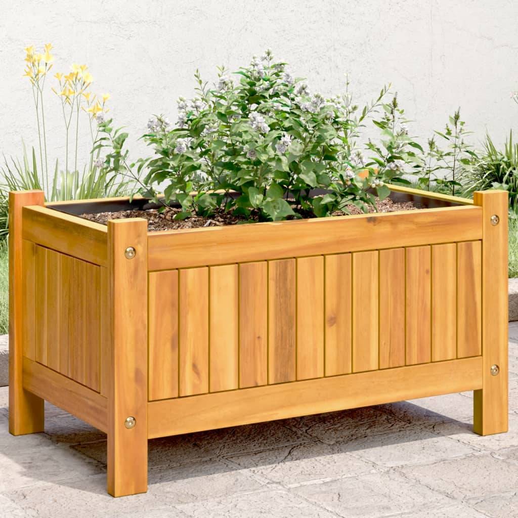 Maison Chic - Jardinière, Bac à fleurs, Pot de fleurs avec doublure 54x31x30 cm bois massif d'acacia - Imagen 2