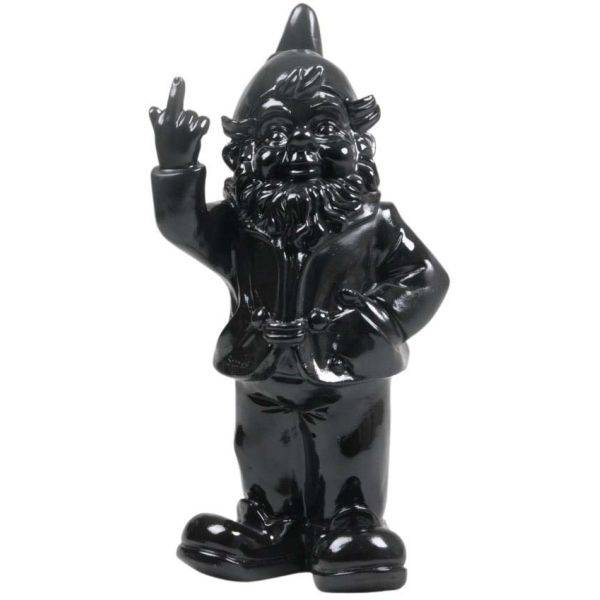 Stoobz - Nain de jardin en résine doigt d'honneur 7 x 8 x 20 cm Noir Stoobz - Image 1