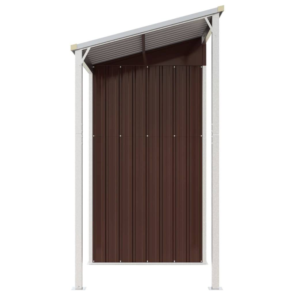 Helloshop26 - Abri de jardin cabane cabanon maison de stockage remise extérieur hangar outils robuste avec toit prolongé 277 x 110,5 x 181 cm acier marron - Imagen 4