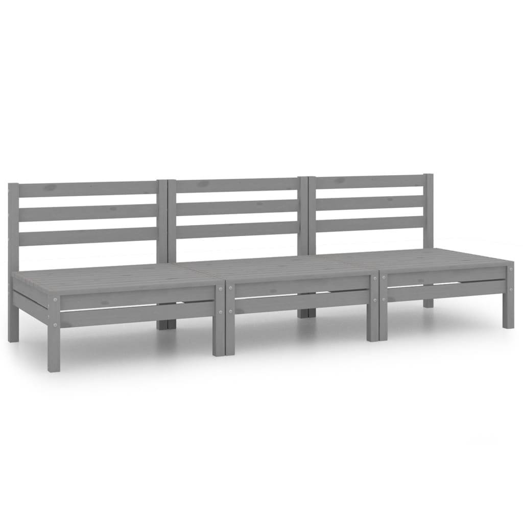 Helloshop26 - Salon de jardin meuble d'extérieur ensemble de mobilier 3 pièces gris bois de pin massif - Imagen 1