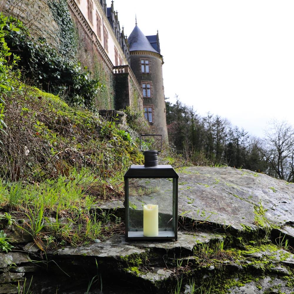 Lanterne extérieure bougie jardin à poser ancienne métal gris 52.5cm Chemin de campagne - Imagen 5