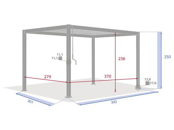 Hesperide - Kit pergola bioclimatique Evora Graphite 4 x 3 m Hespéride + Store 4 m - Image 5