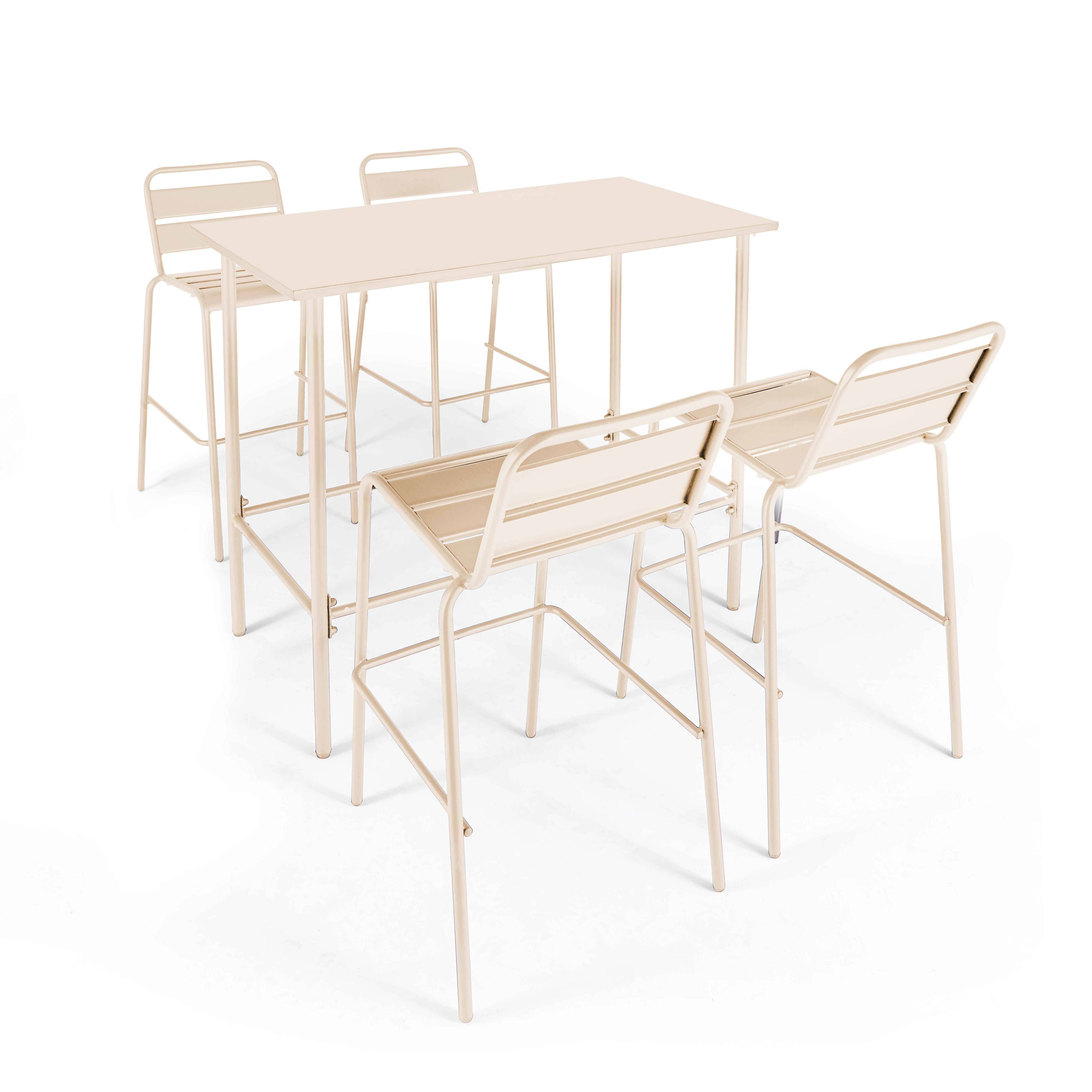 Oviala - Table haute de jardin en métal ivoire 120 cm Palavas - Oviala - Image 3