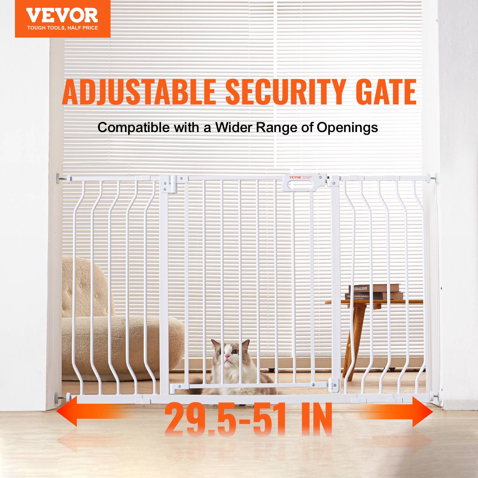 Vevor - Barrière de sécurité VEVOR extensible 75-135 cm, hauteur 76 cm, grande ouverture 533 mm, installation sans perçage ou vissée, double verrouillage. - Image 2