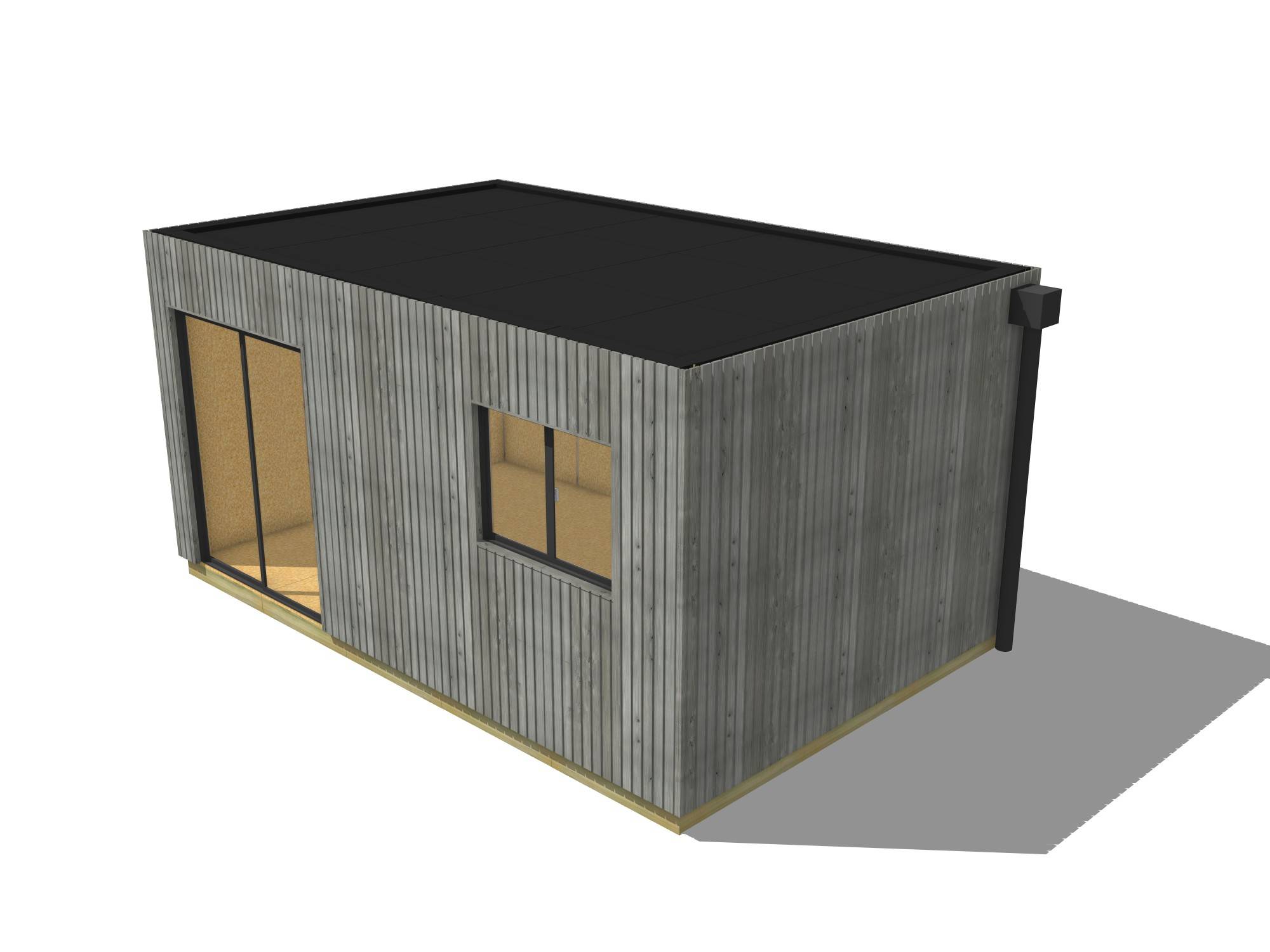 Sans Marque - Bureau de jardin ossature bois en bois 5,5 x 3,5 x 2,7 m avec plancher isolé - Imagen 2