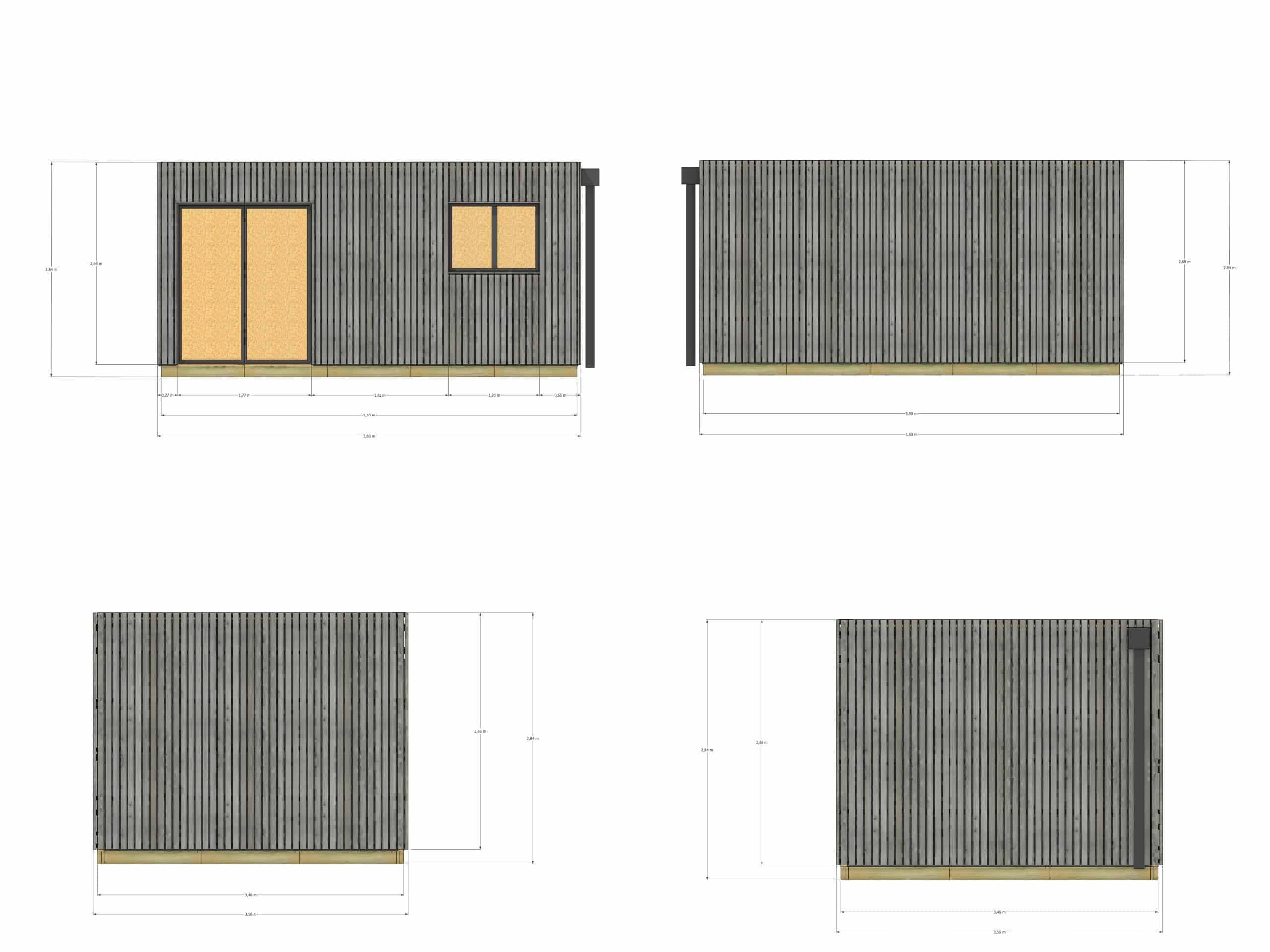 Sans Marque - Bureau de jardin ossature bois en bois 5,5 x 3,5 x 2,7 m avec plancher isolé - Imagen 4