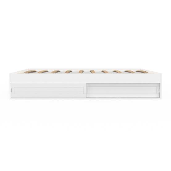 Cadre de lit double SALEM avec rangements et sommier 140 x 190 cm blanc - Image 4