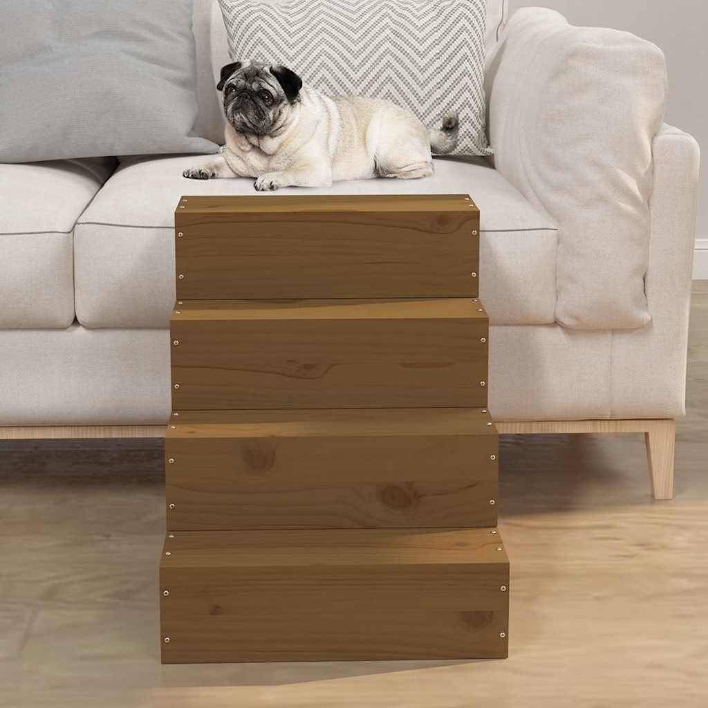 Vidaxl - Escalier animaux de compagnie Marron miel 40x49x47 cm Bois pin vidaXL 822469 - Imagen 4