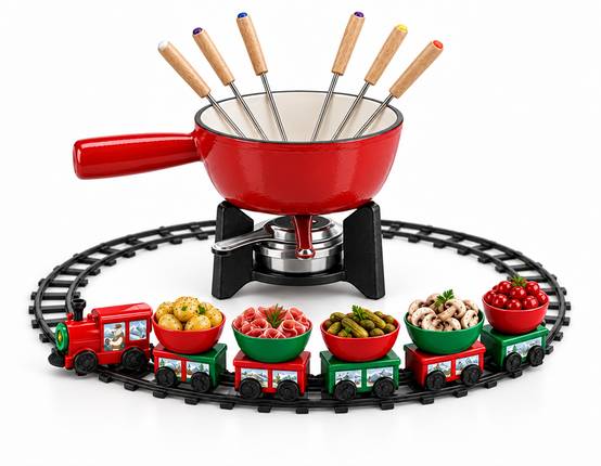 Lot de 1 appareil à fondue avec son petit train de table Fackelmann - Image 1