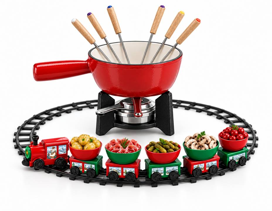 Lot de 1 appareil à fondue avec son petit train de table Fackelmann - Image 1