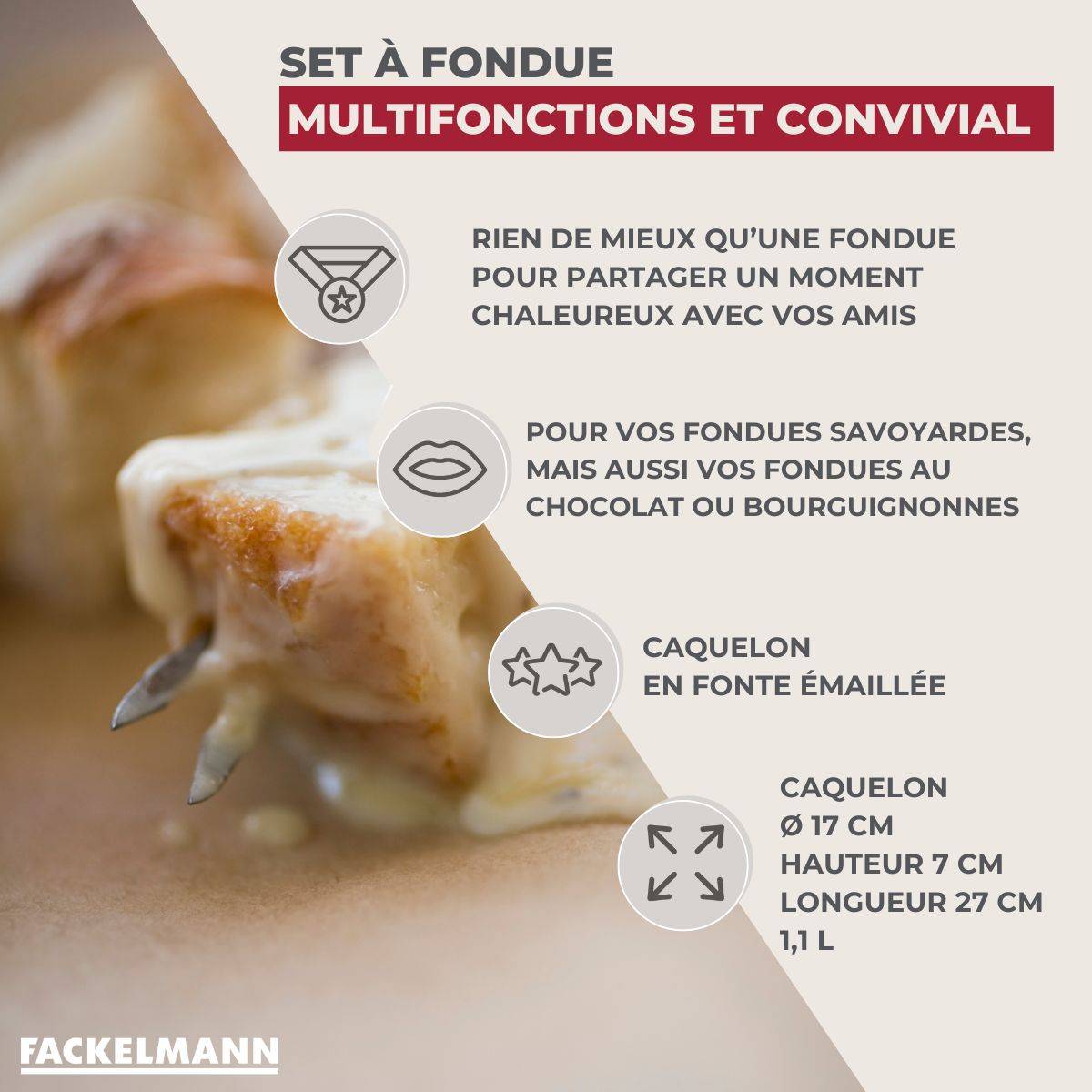 Lot de 1 appareil à fondue avec son petit train de table Fackelmann - Image 4