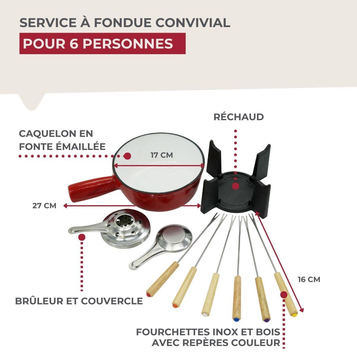 Lot de 1 appareil à fondue avec son petit train de table Fackelmann - Image 6