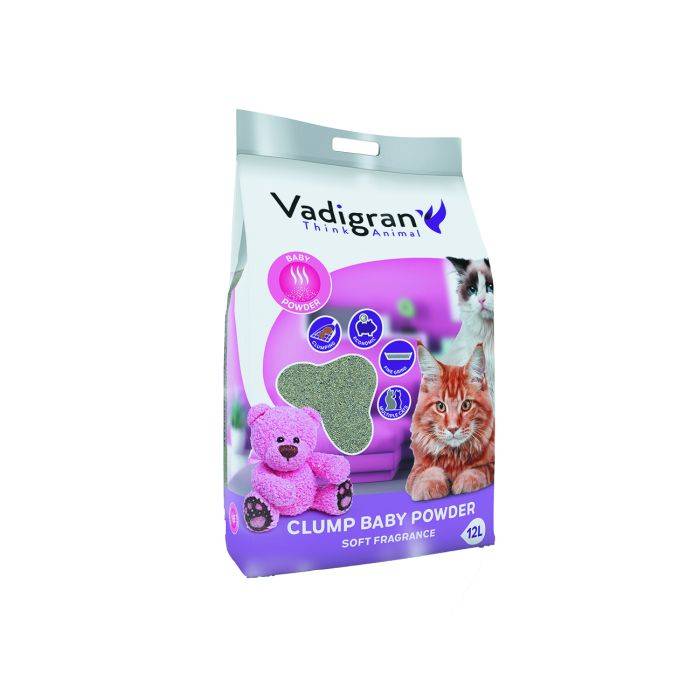 Vadigran - Litière agglomérante chat Bentonite parfum bébé 12 kg - VADIGRAN