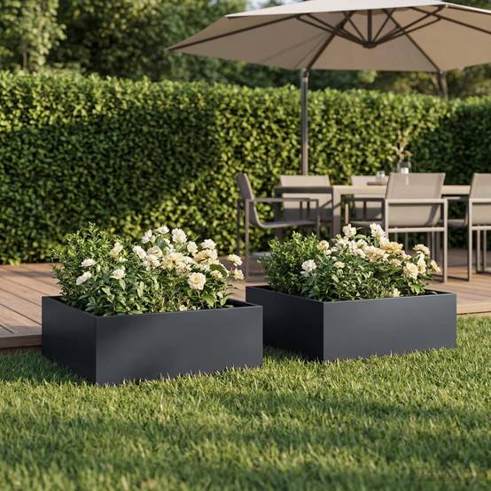 Vidaxl - Cache-pot de jardin 2 pc Anthracite 60 x 60 x 20 cm vidaXL 8004999 - Image 1
