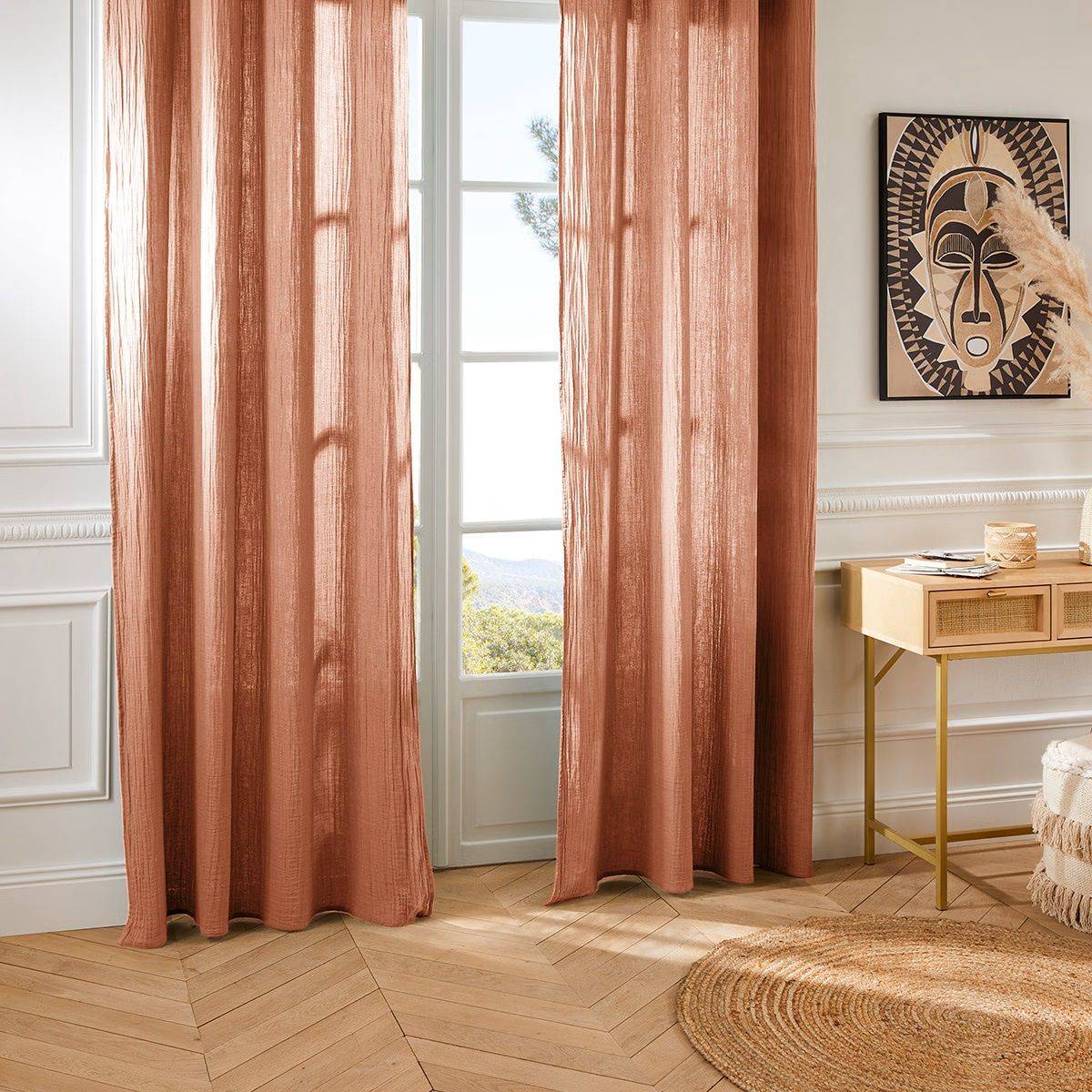 Atmosphera - Rideau à œillets en coton Rose Antique 130 x 260 cm - Imagen 2